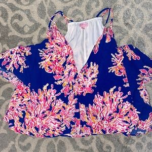 Lilly Pulitzer Coral Off the Shoulder Blouse